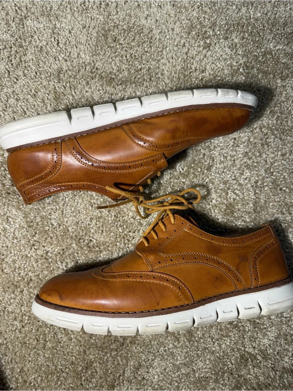 MEN’S NINE WEST GARNET WINGTIP OXFORDS COGNAC BROWN